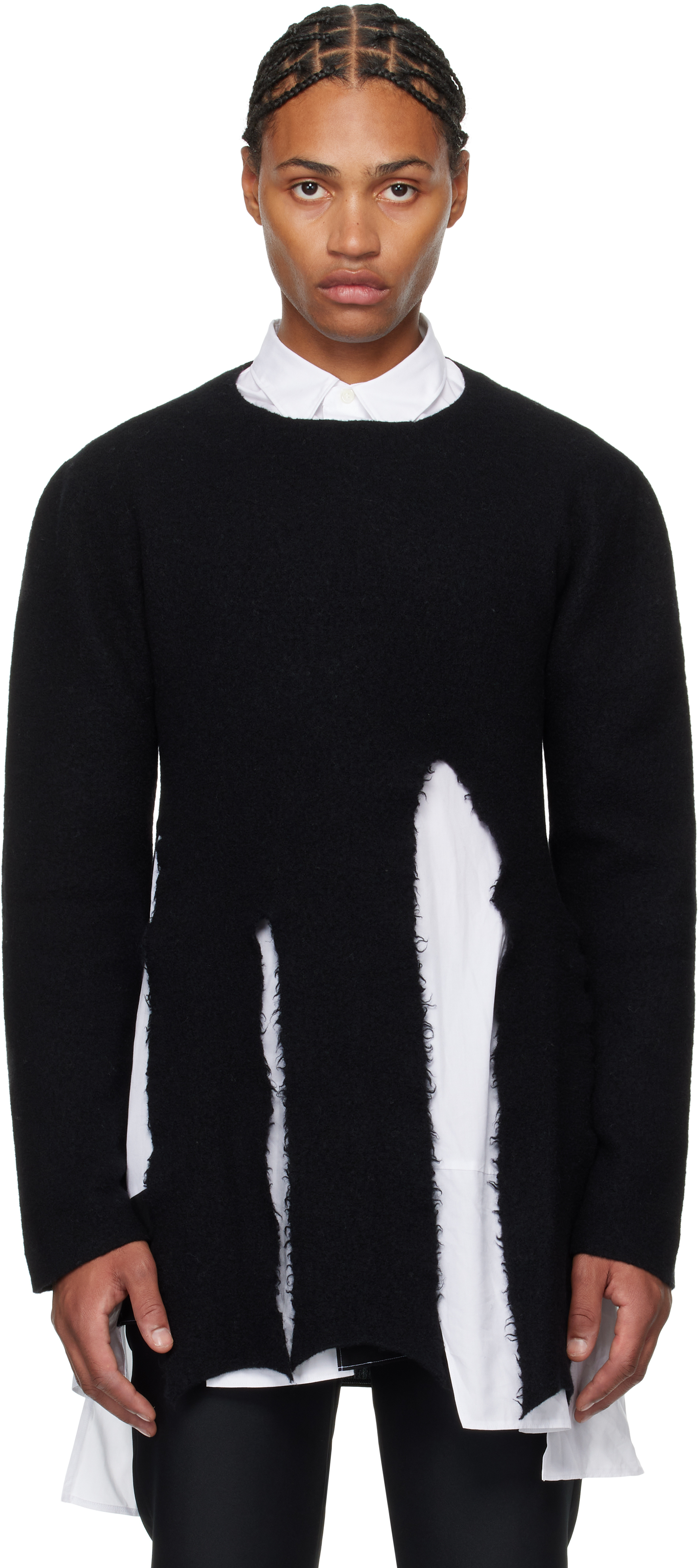 Comme Des Garçons Homme Deux Black Worsted Wool Sweater