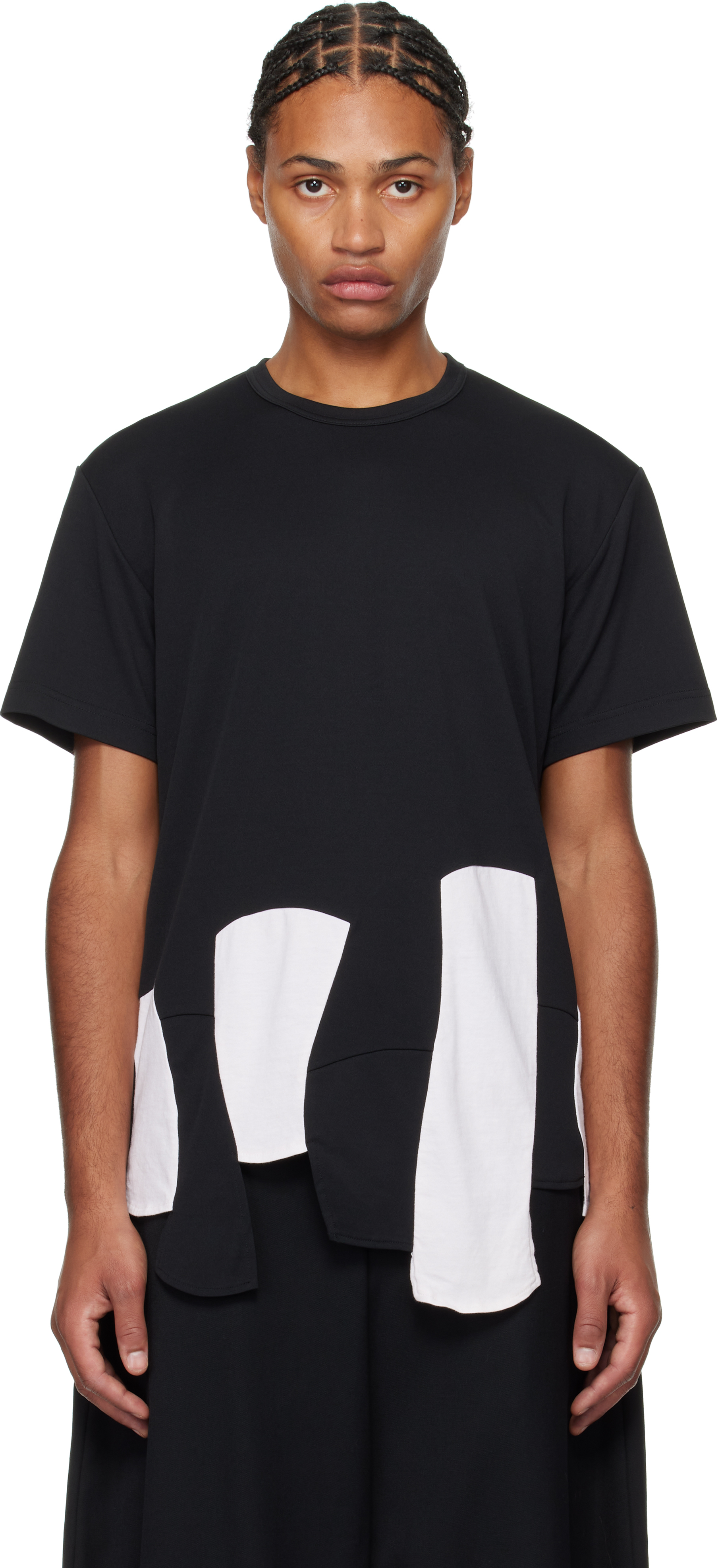 Comme Des Garçons Homme Deux Black & White Paneled T-shirt In Black X White