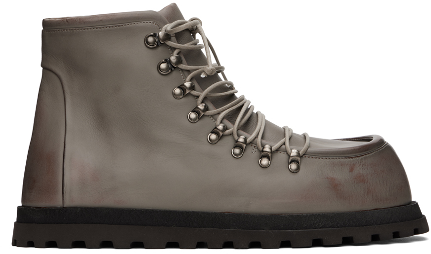 Shop Marsèll Gray Gicarro Ankle Boots In Asphlt With Drk Brwn