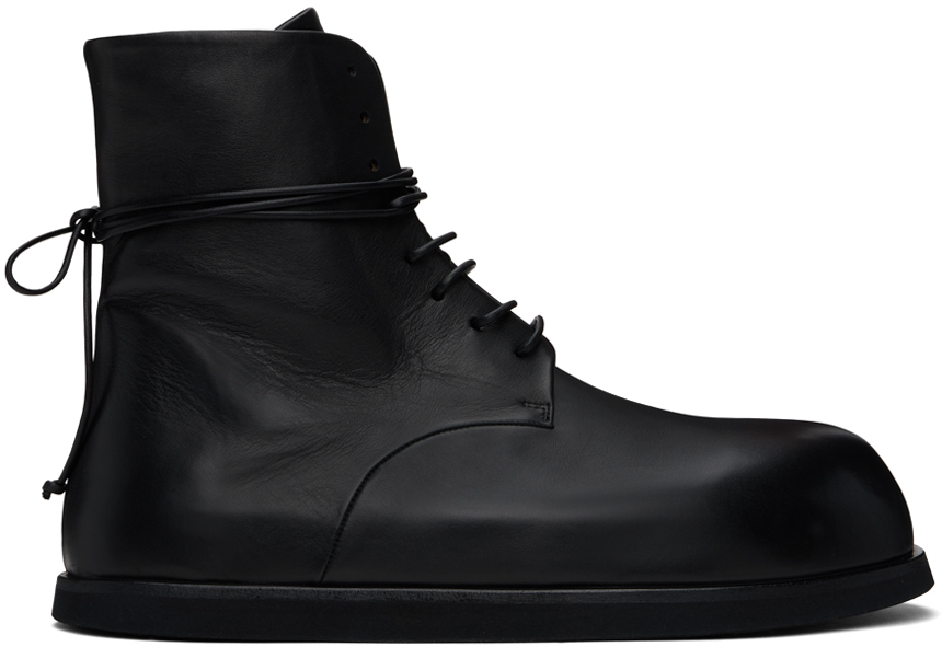 Shop Marsèll Black Gigante Lace Up Ankle Boots