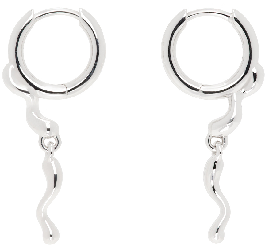 Silver Ramen Chu Huggie Earrings