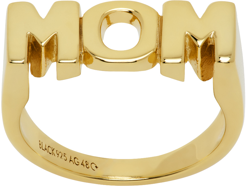 Shop Maria Black Gold 'mom' Ring In 18k Gold Plated