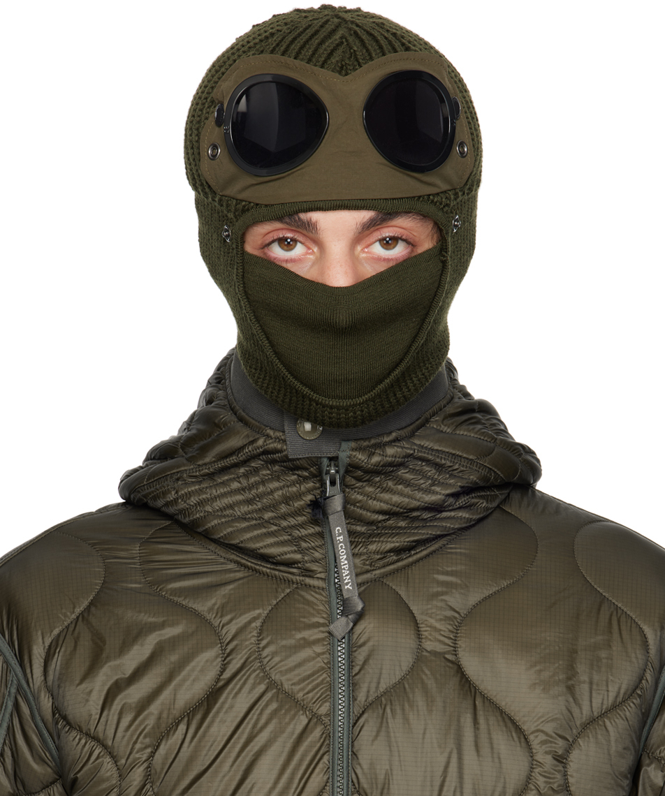 C.p. Company Khaki Goggle Balaclava In 683 Ivy Green