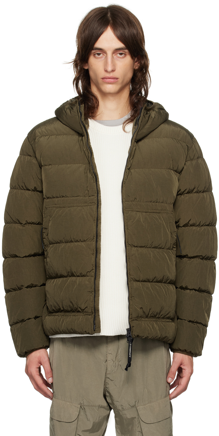 Shop C.p. Company Khaki Chrome-r Goggle Down Jacket In 683 Ivy Green