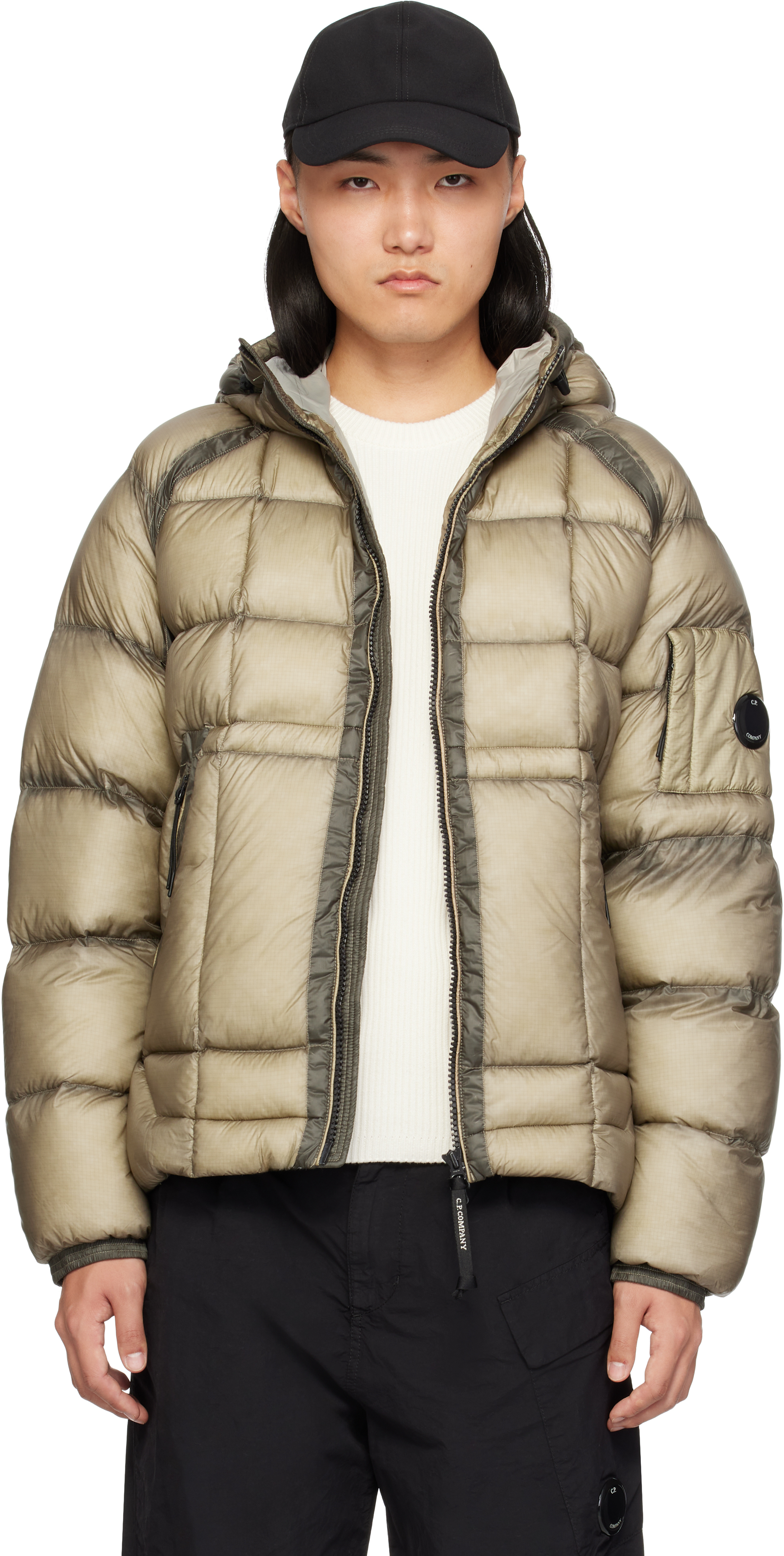 C.P. Company Beige D.D. Shell Hooded Medium Down Jacket SSENSE