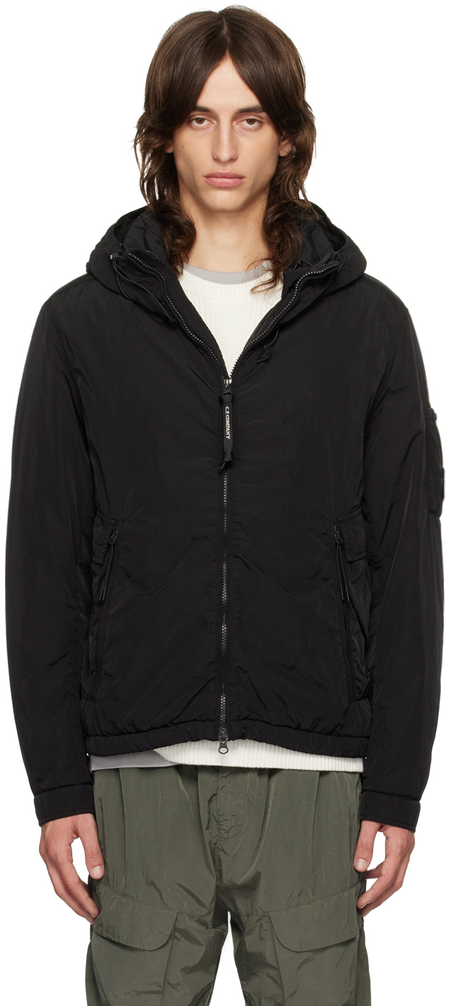 C.p. Company Shell-r Goggle Jacket Drawstring Detail In 999 Black