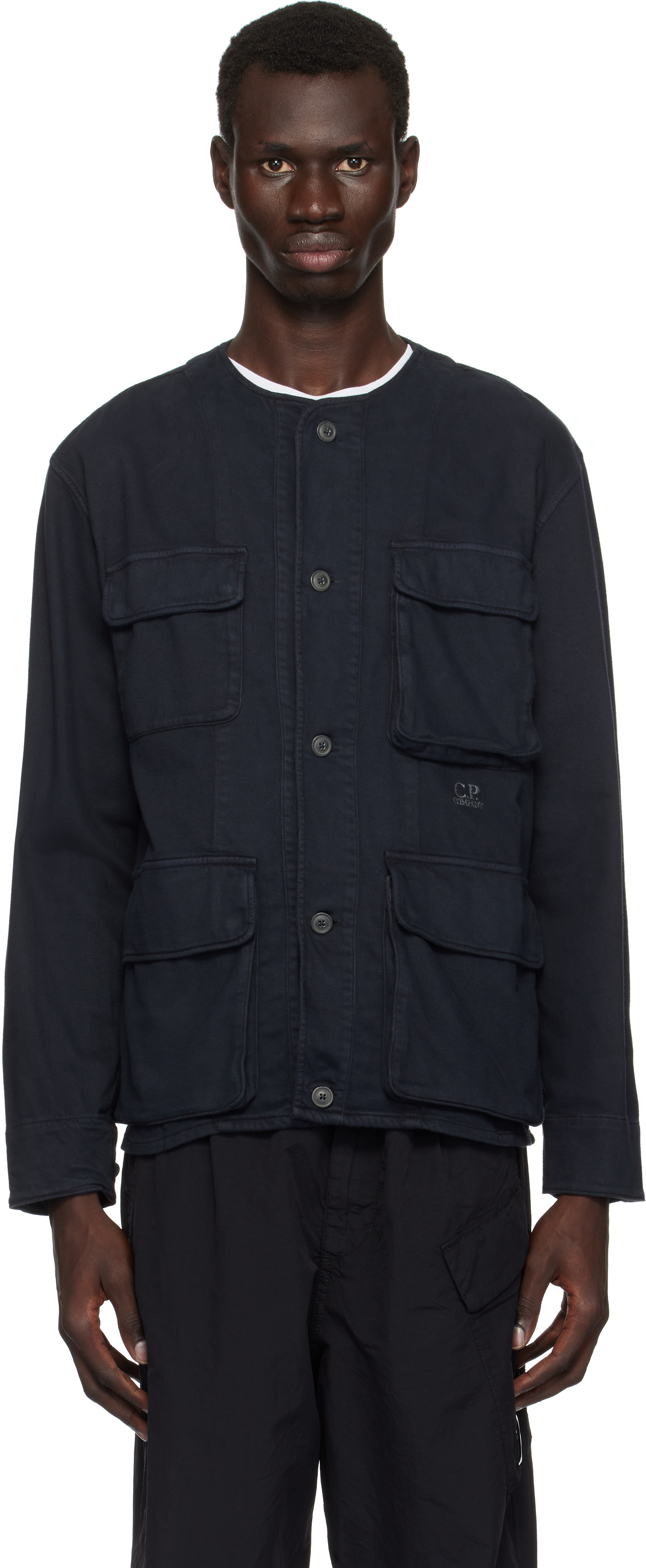 C. P. Company Black Armored Stretch Buttoned Overshirt