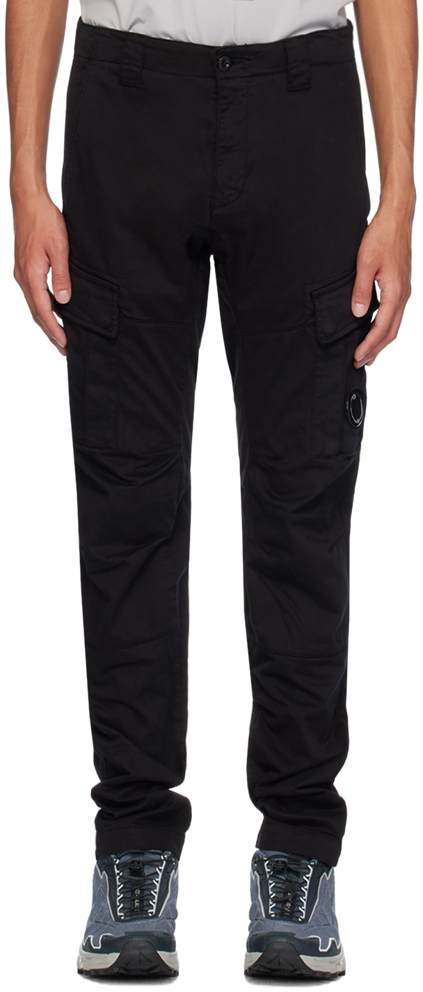 Shop C.p. Company Black Ergonomic Lens Cargo Pants In 999 Black