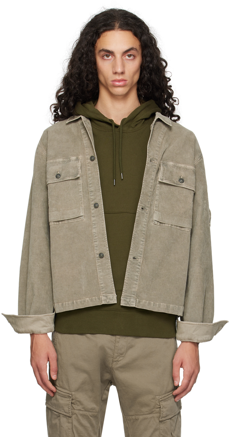 C.p. Company Lens Corduroy Overshirt In 359 Walnut