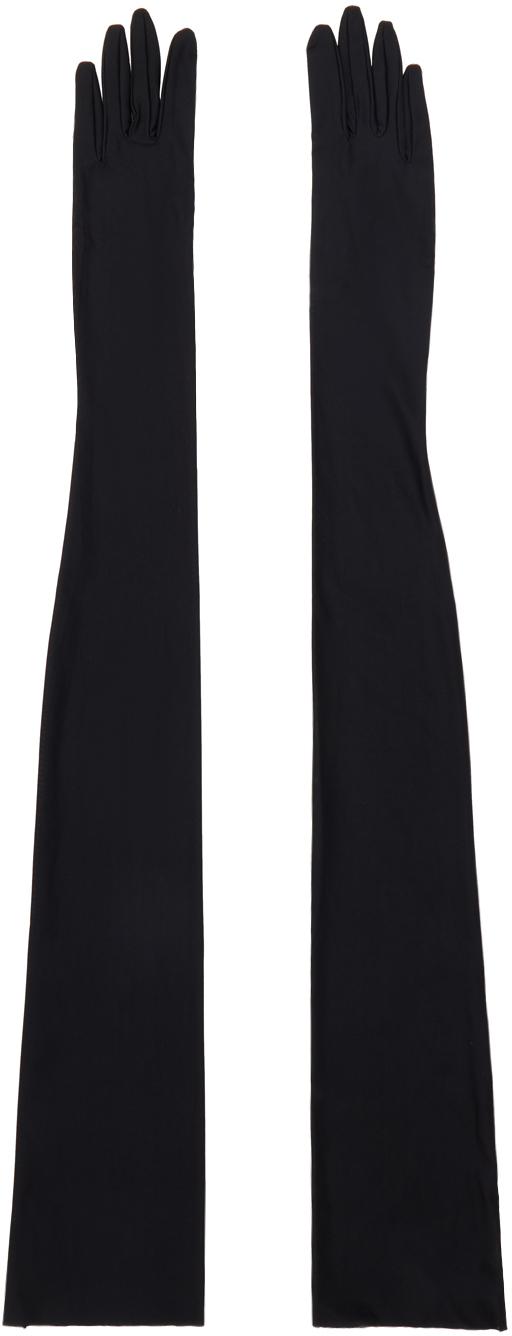 Shop Dries Van Noten Black Long Gloves In 900 Black