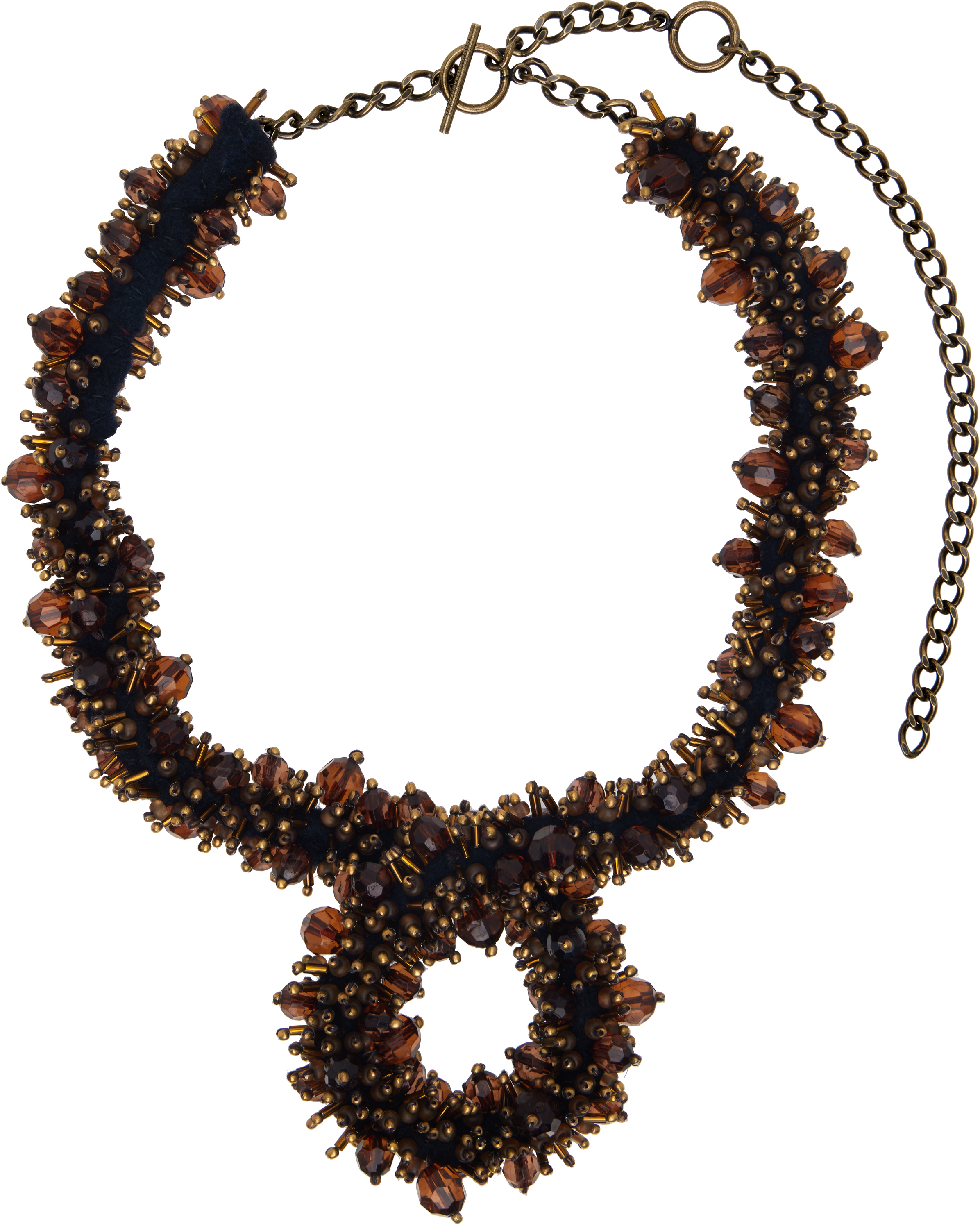 Dries Van Noten Brown Embroidered Necklace In 703 Brown