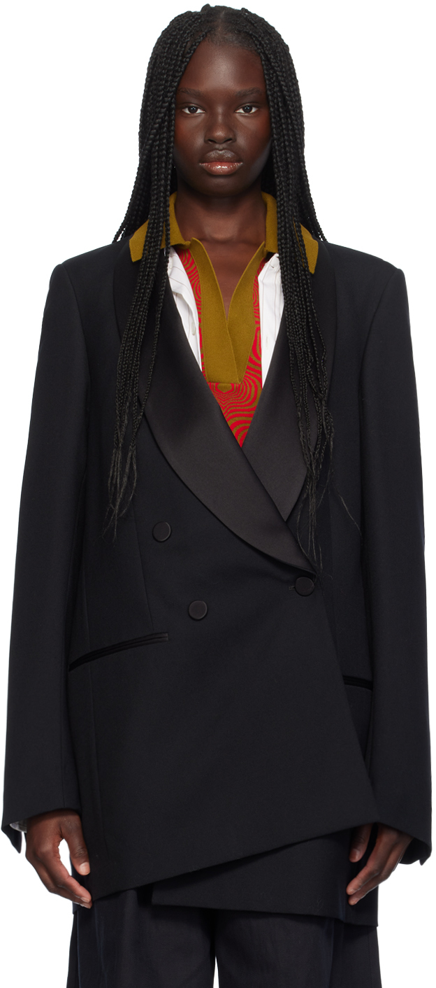 Shop Dries Van Noten Black Tuxedo Blazer In 900 Black