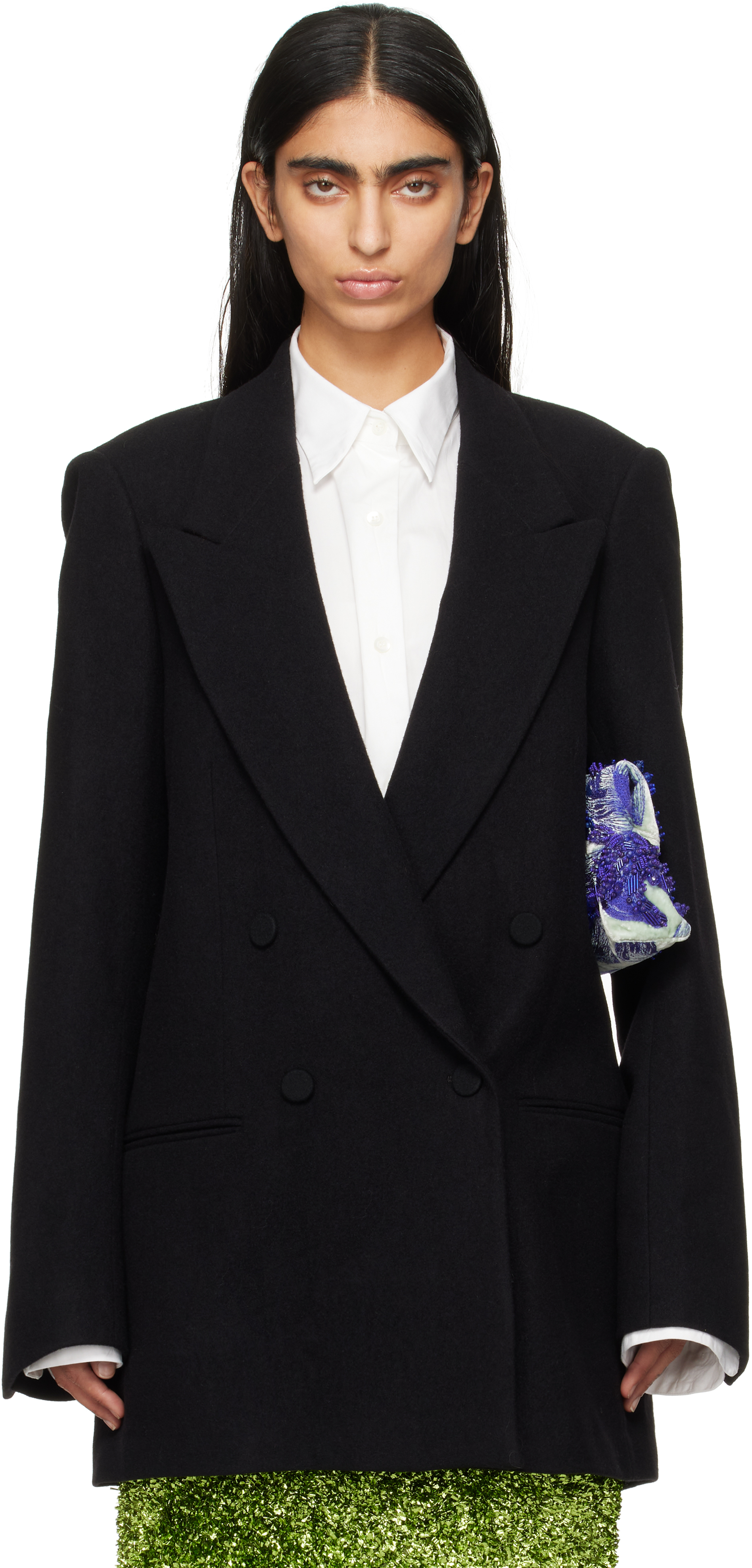 Shop Dries Van Noten Black Oversized Blazer In 900 Black