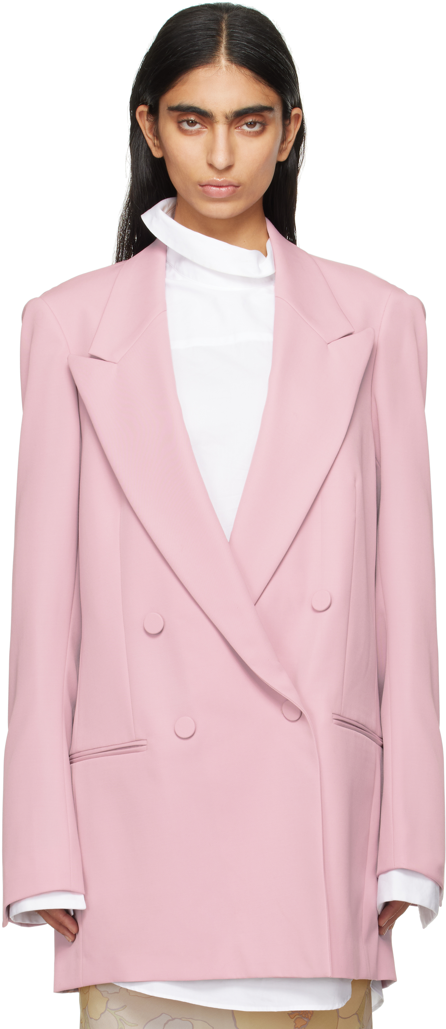 Shop Dries Van Noten Pink Wool Blazer In 301 Old Rose