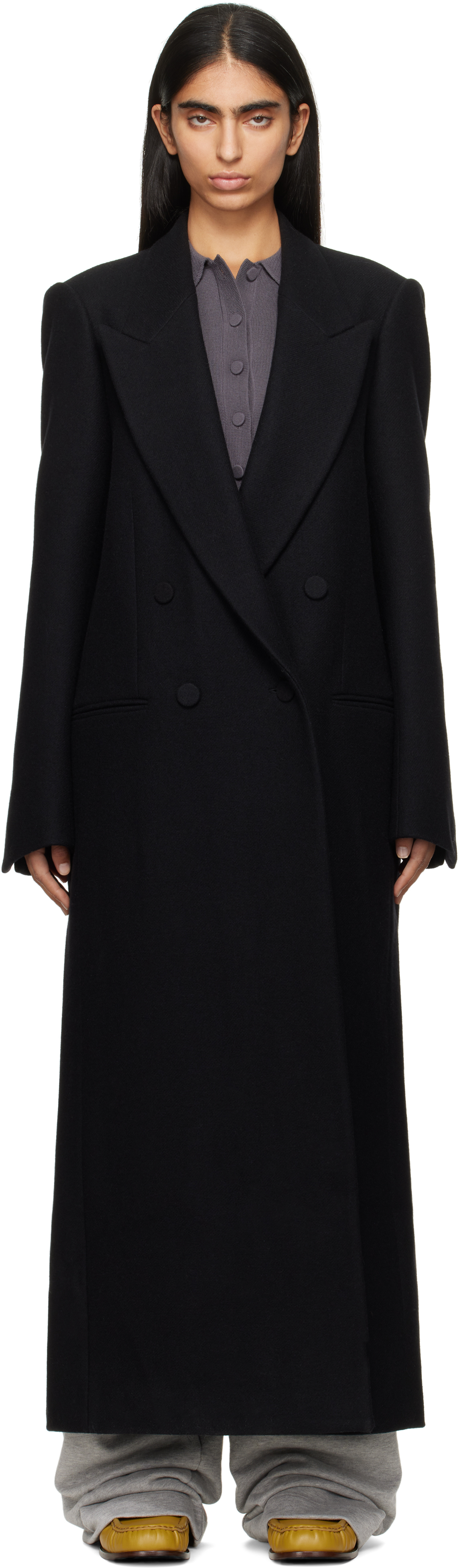 Shop Dries Van Noten Black Wool Coat In 900 Black