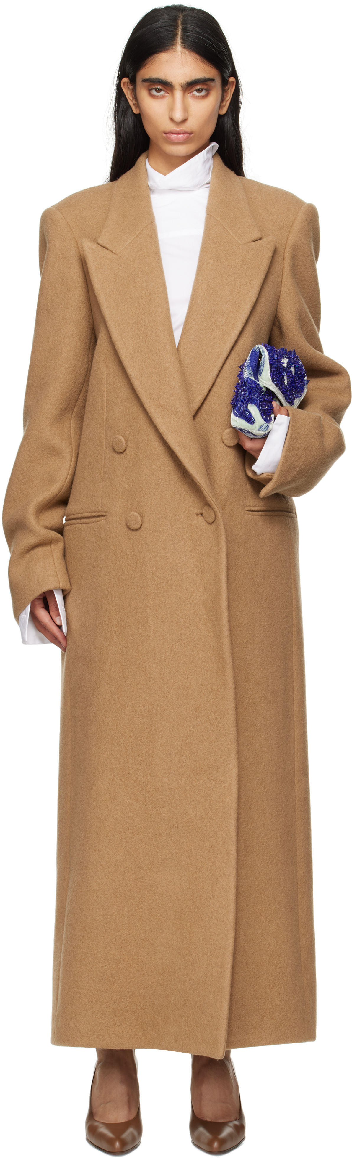DRIES VAN NOTEN | ROBERTS WOOL COAT ウール コート Tan Wool Coat by Dries Van Noten on Sale