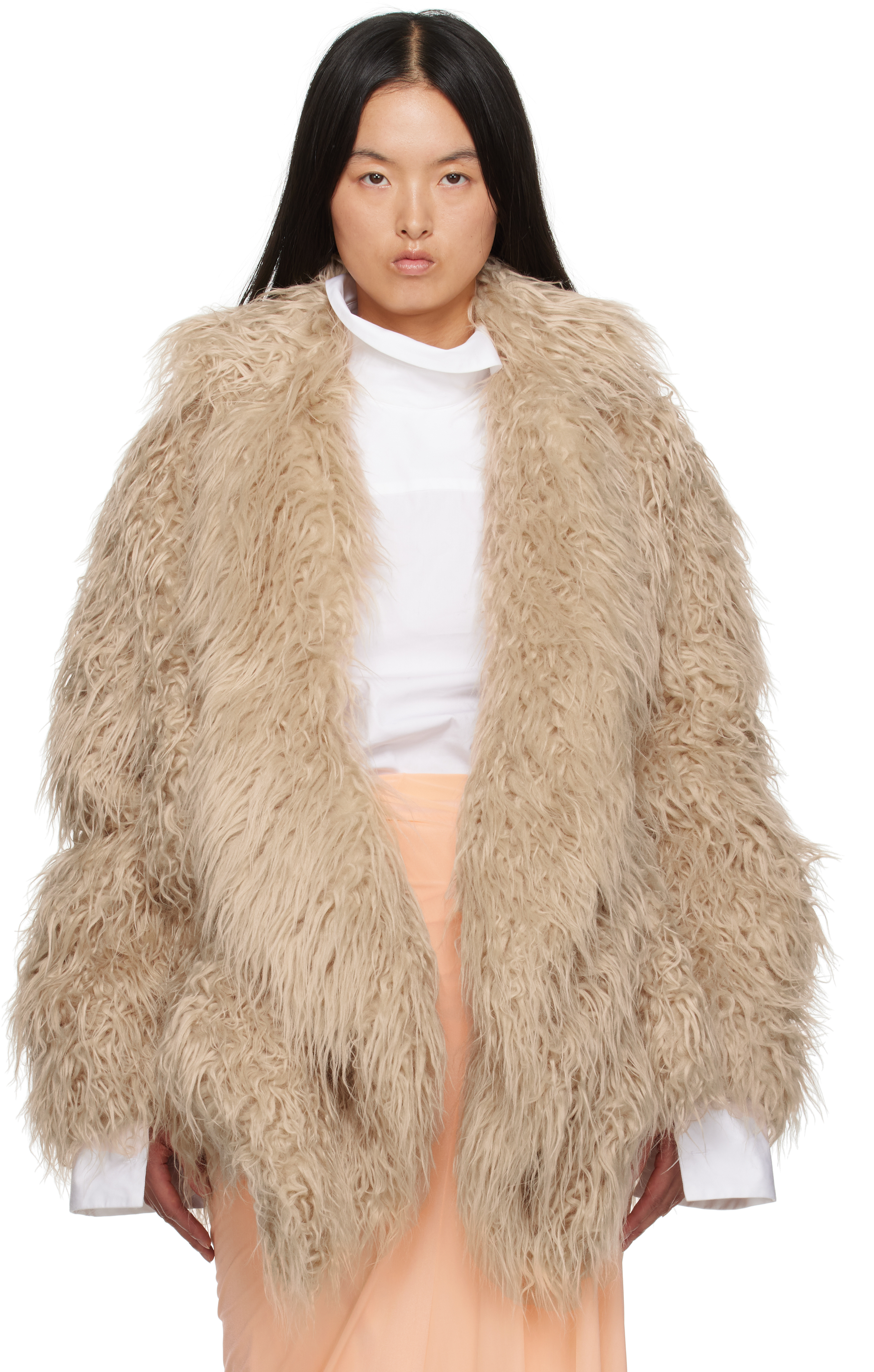 Shop Dries Van Noten Beige Faux-fur Coat In 103 Beige