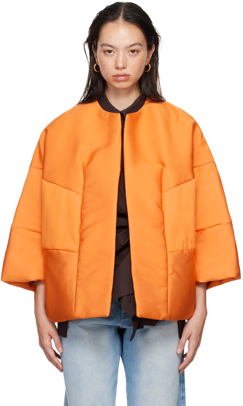 Orange Quilted Silk Jacket