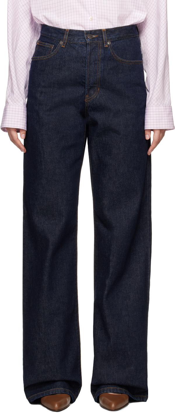 Shop Dries Van Noten Navy Straight Jeans In 507 Indigo