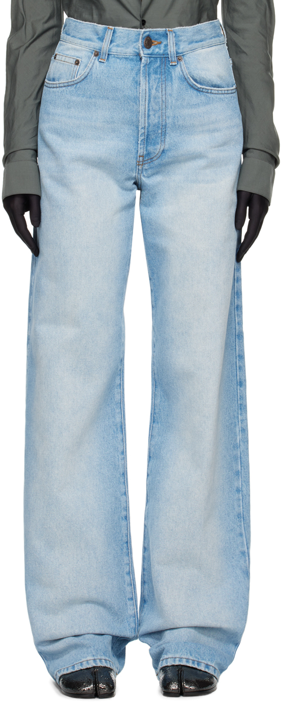 Shop Dries Van Noten Blue Wide Jeans In 514 Light Blue