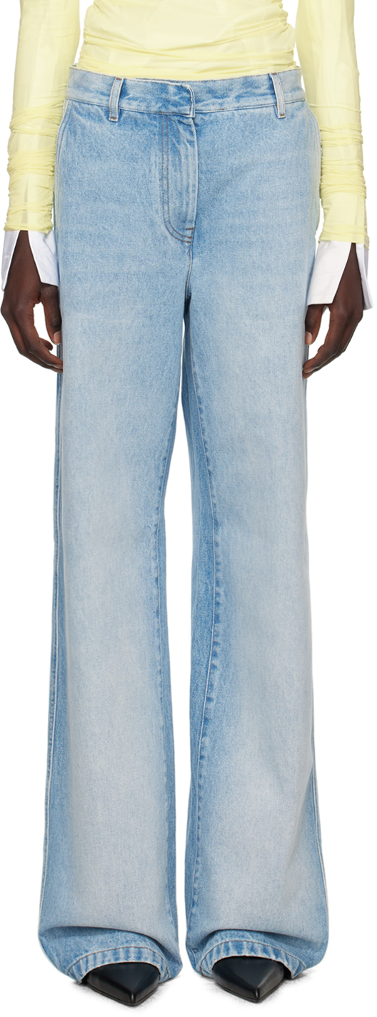 Shop Dries Van Noten Blue Wide Jeans In 514 Light Blue