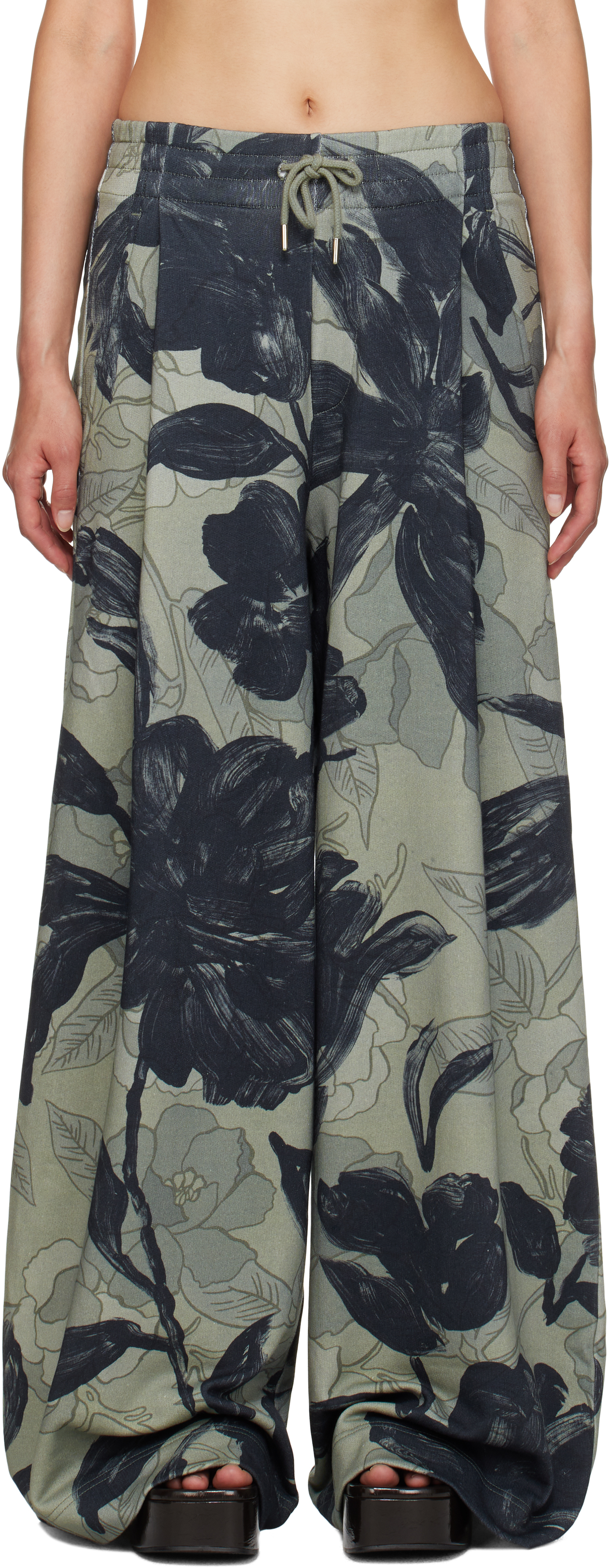 Dries Van Noten Green Loose Sweatpants In 901 Anthracite