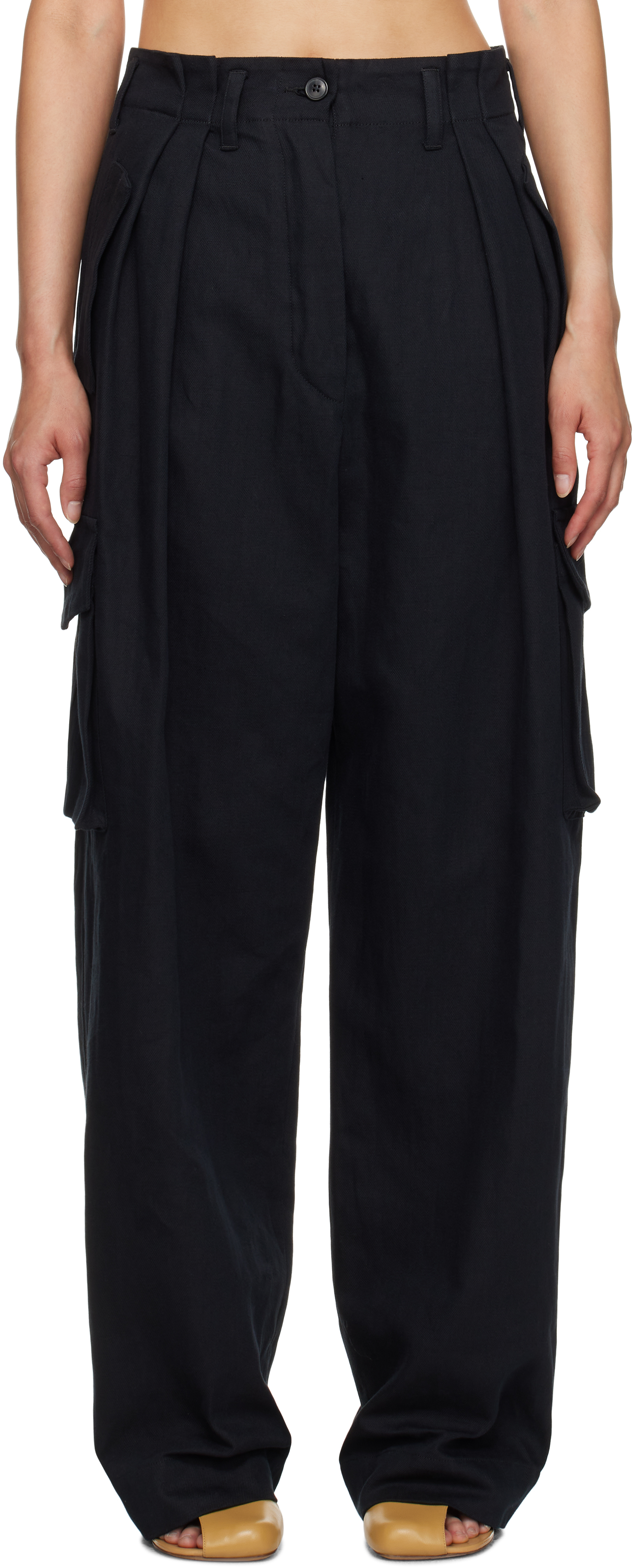 Shop Dries Van Noten Black Gabardine Cargo Pants In 900 Black