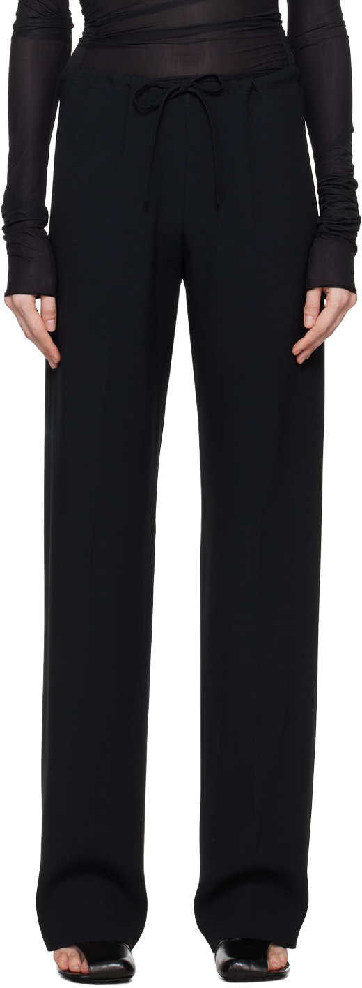 Shop Dries Van Noten Black Drawstring Trousers In 900 Black