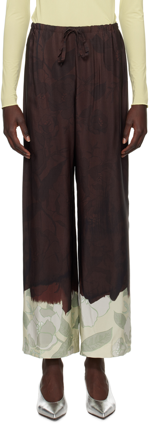 Shop Dries Van Noten Brown Floral Trousers In 703 Brown