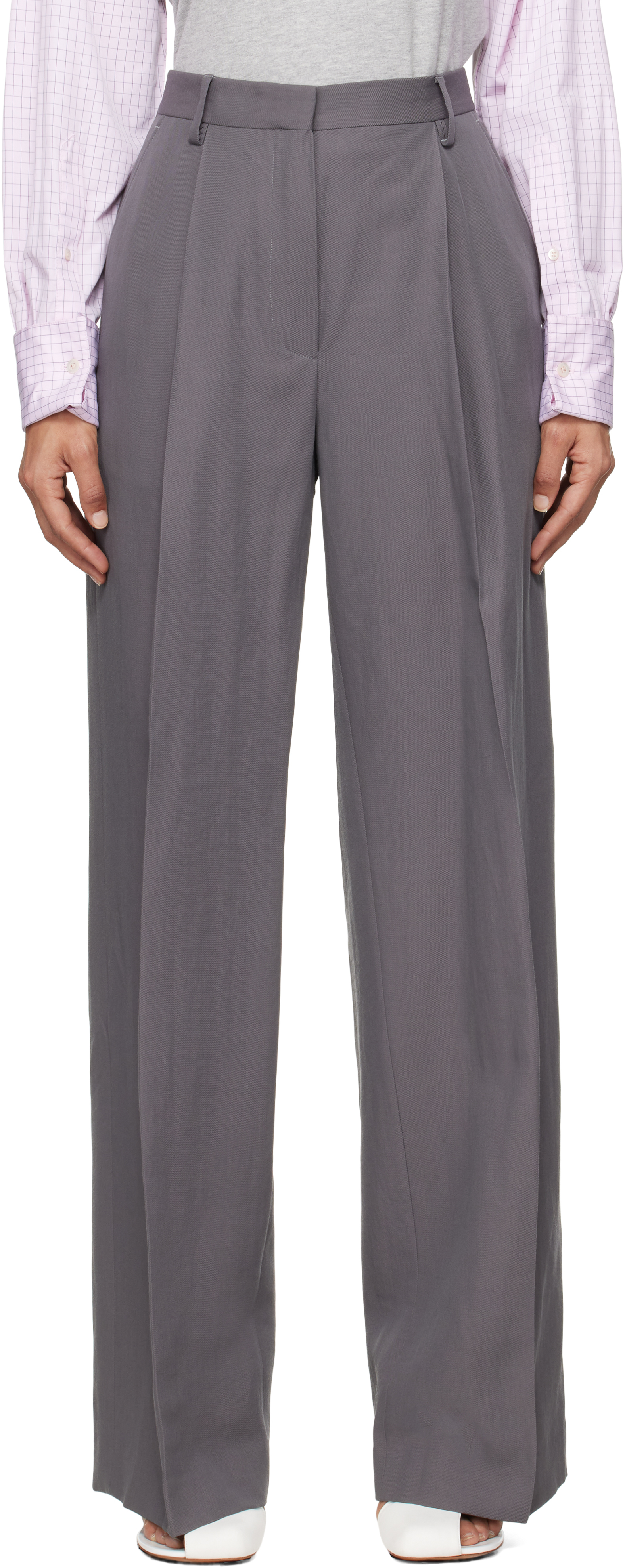 Shop Dries Van Noten Taupe Wool & Paper Trousers In 811 Taupe