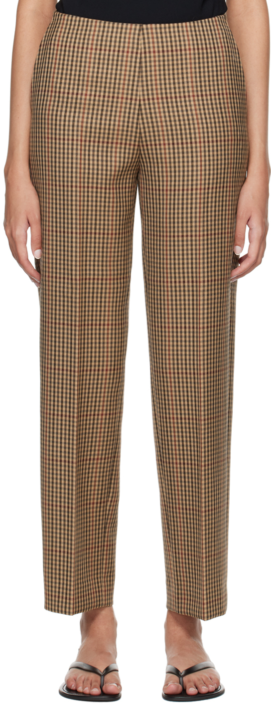 Shop Dries Van Noten Tan Check Trousers In 701 Rust