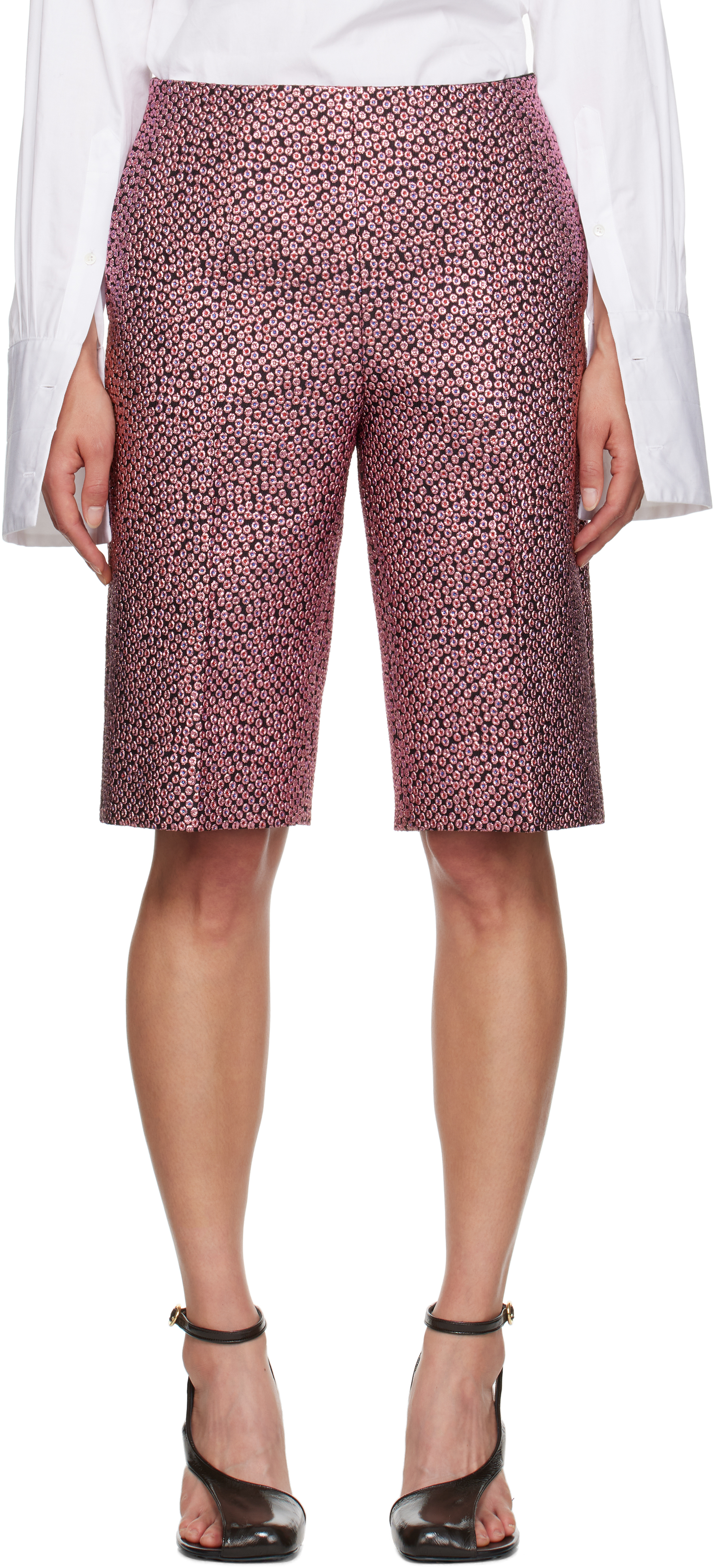 Shop Dries Van Noten Pink Jacquard Shorts In 305 Pink