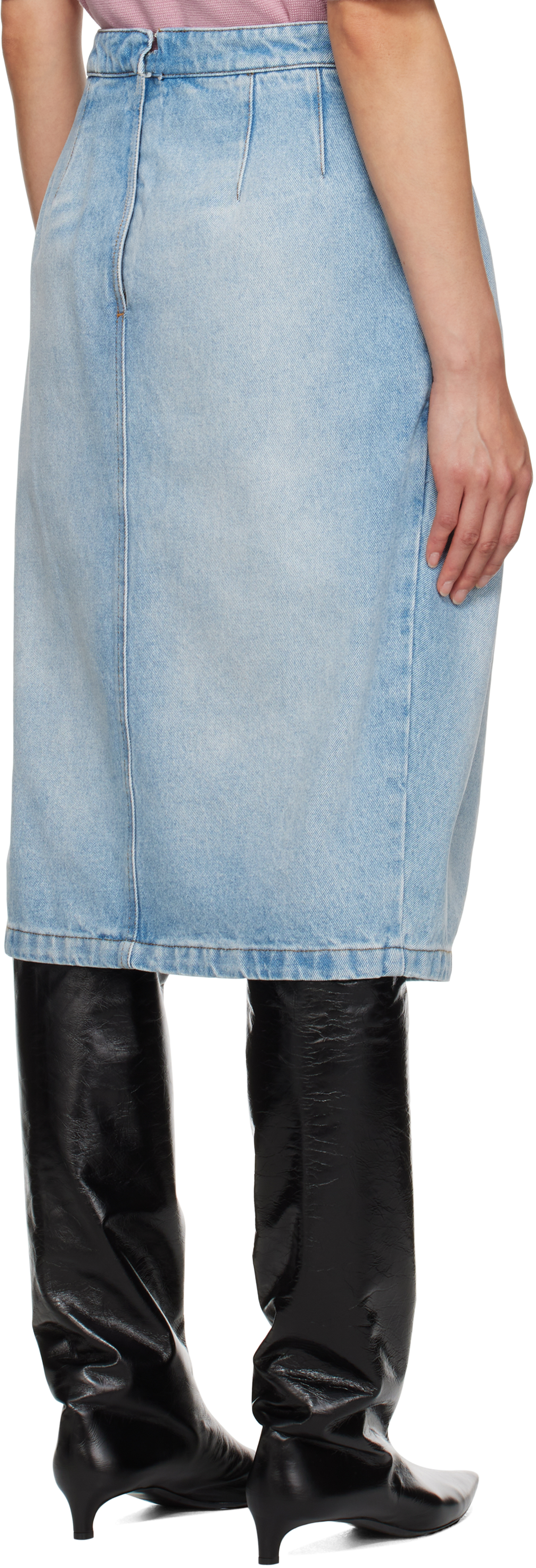 Shop Dries Van Noten Blue Denim Knotted Midi Skirt In 514 Light Blue