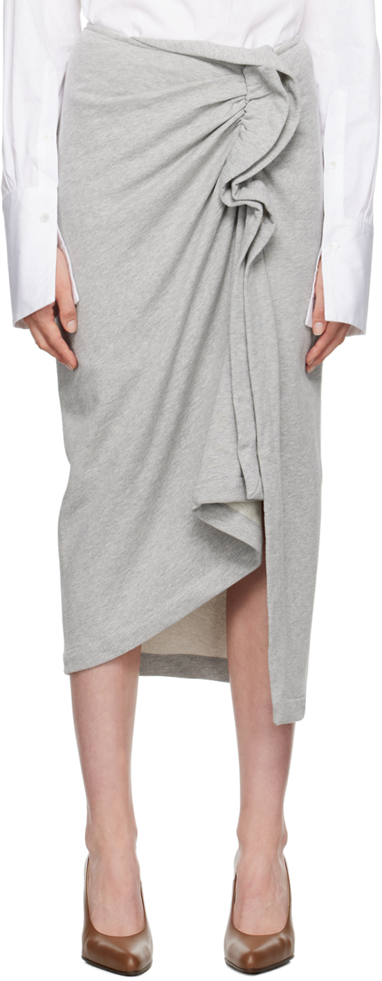 Shop Dries Van Noten Gray Terry Midi Skirt In 813 Grey Melange