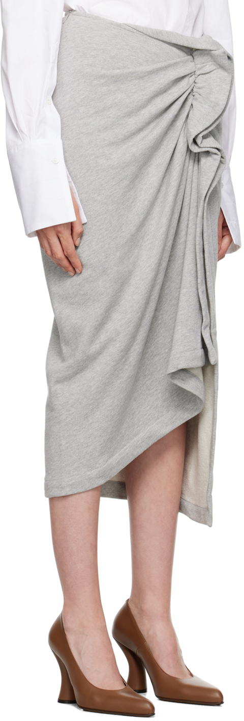 Shop Dries Van Noten Gray Terry Midi Skirt In 813 Grey Melange