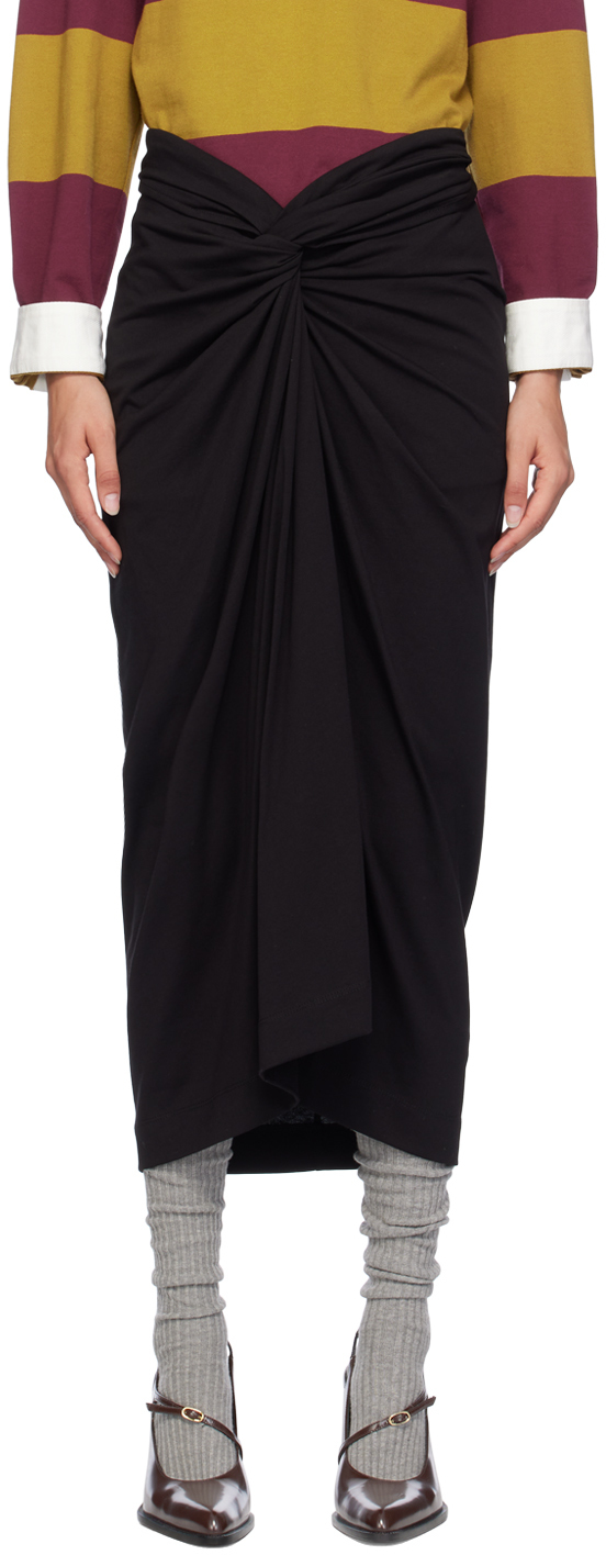 Black Knotted Midi Skirt