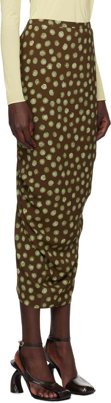 Shop Dries Van Noten Brown Polka Dot Midi Skirt In 703 Brown