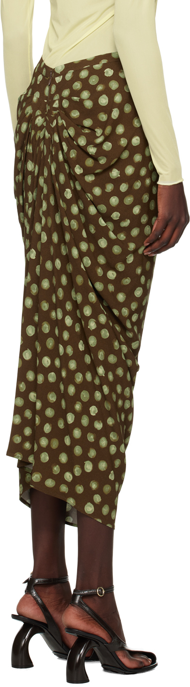 Shop Dries Van Noten Brown Polka Dot Midi Skirt In 703 Brown