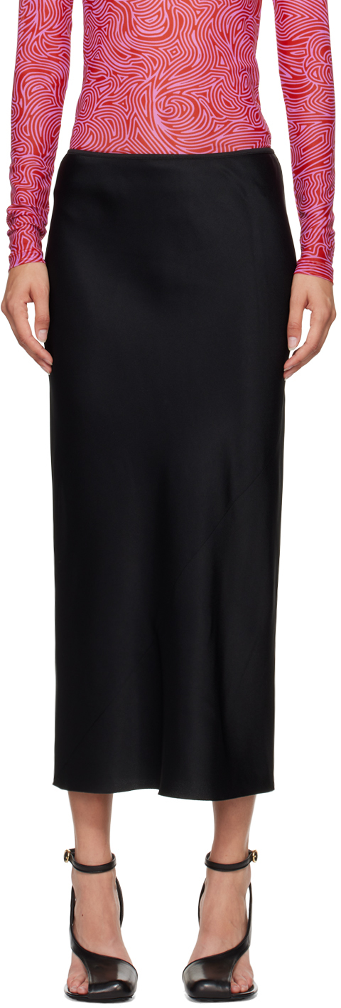 Shop Dries Van Noten Black Vented Midi Skirt In 900 Black