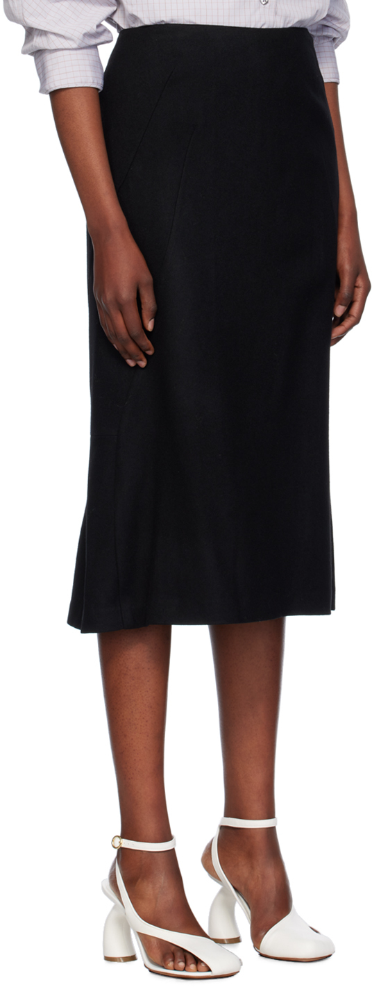 Shop Dries Van Noten Black Wool Tailored Midi Skirt In 900 Black