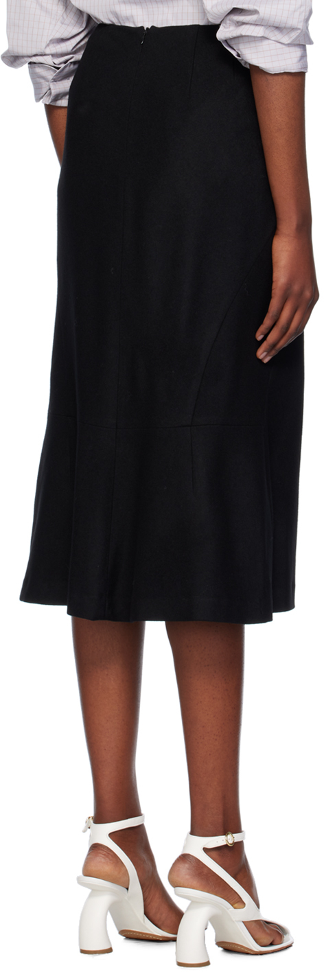 Shop Dries Van Noten Black Wool Tailored Midi Skirt In 900 Black