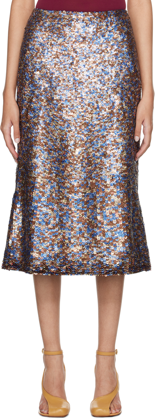 Shop Dries Van Noten Multicolor Sequin Midi Skirt In 980 Multi