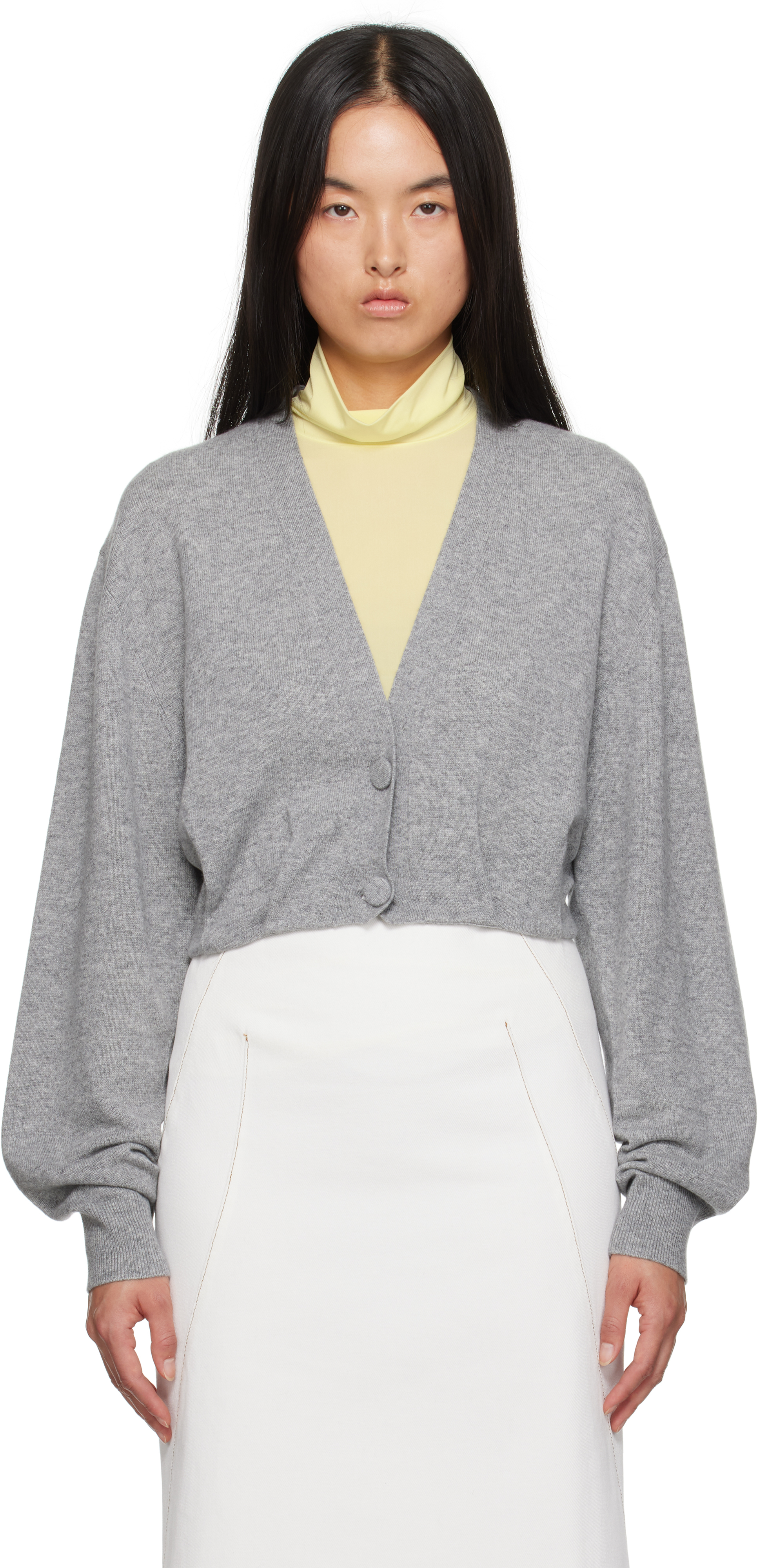 Dries Van Noten Taiga Crop Cashmere V-neck Cardigan In 802 Grey