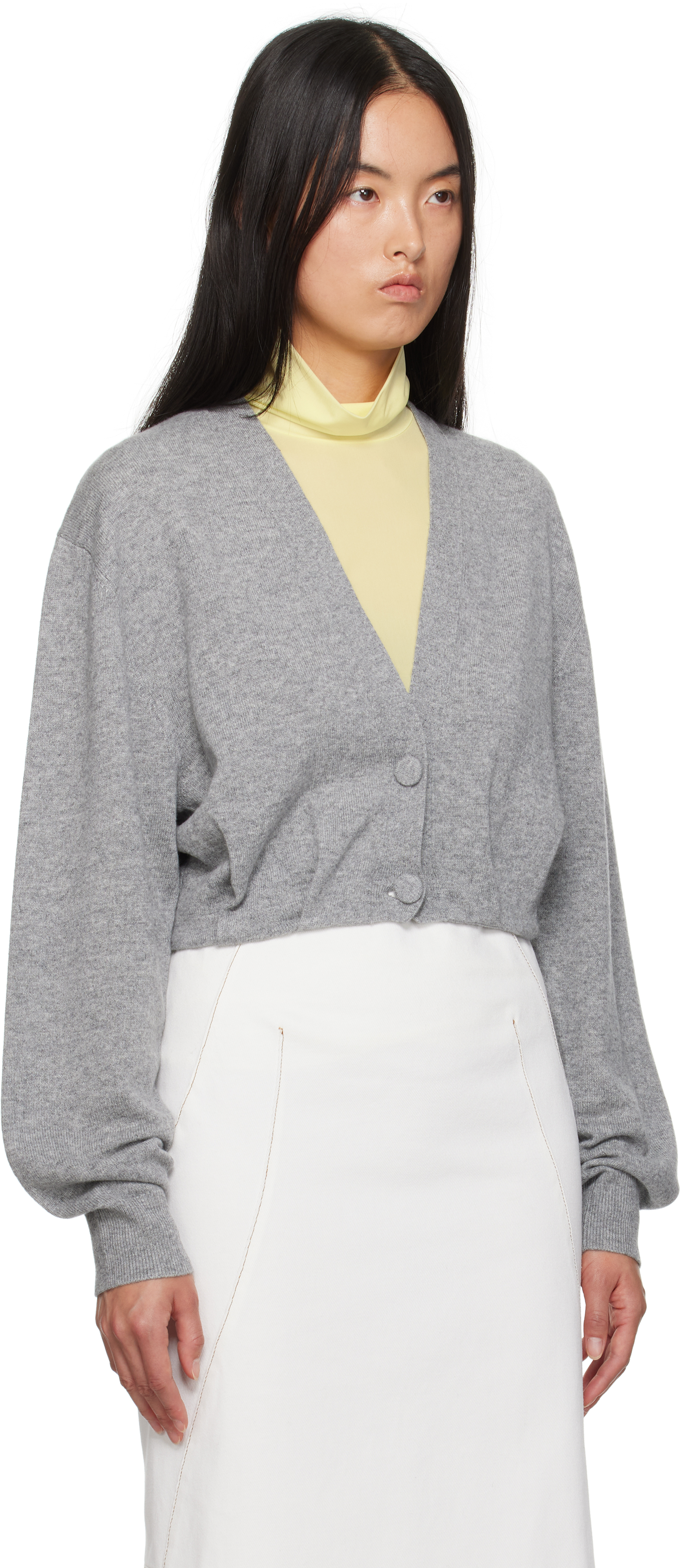 Dries Van Noten Taiga Crop Cashmere V-neck Cardigan In 802 Grey