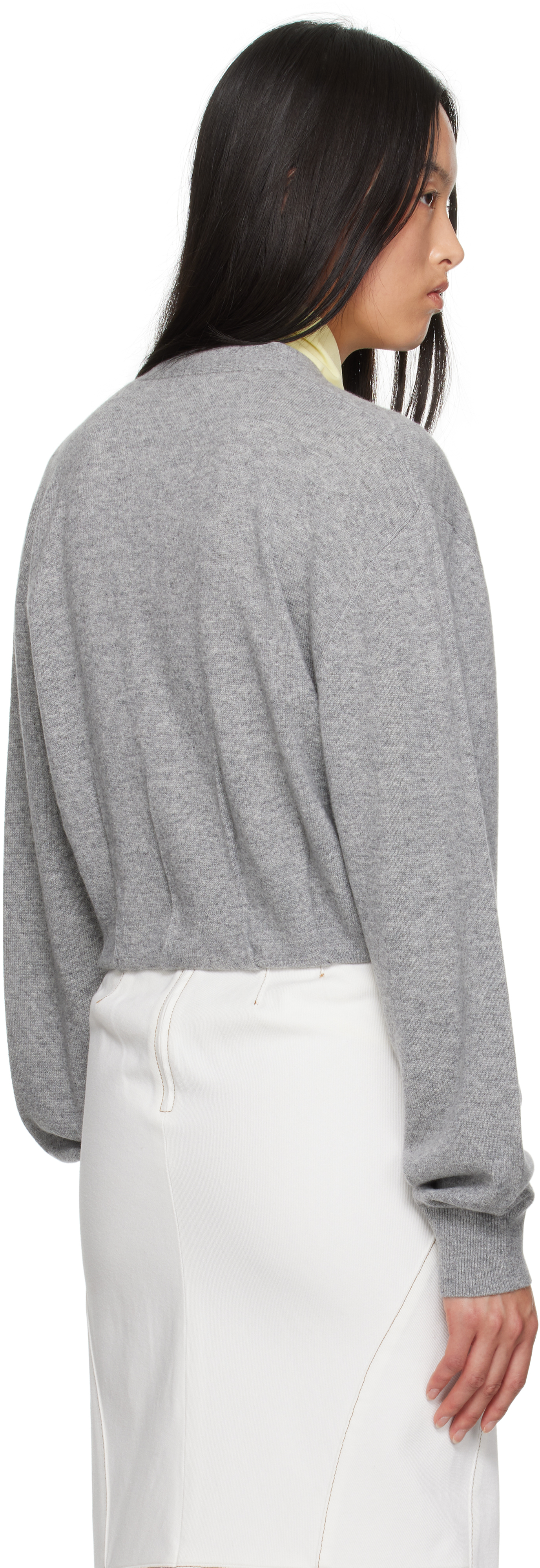 Dries Van Noten Taiga Crop Cashmere V-neck Cardigan In 802 Grey