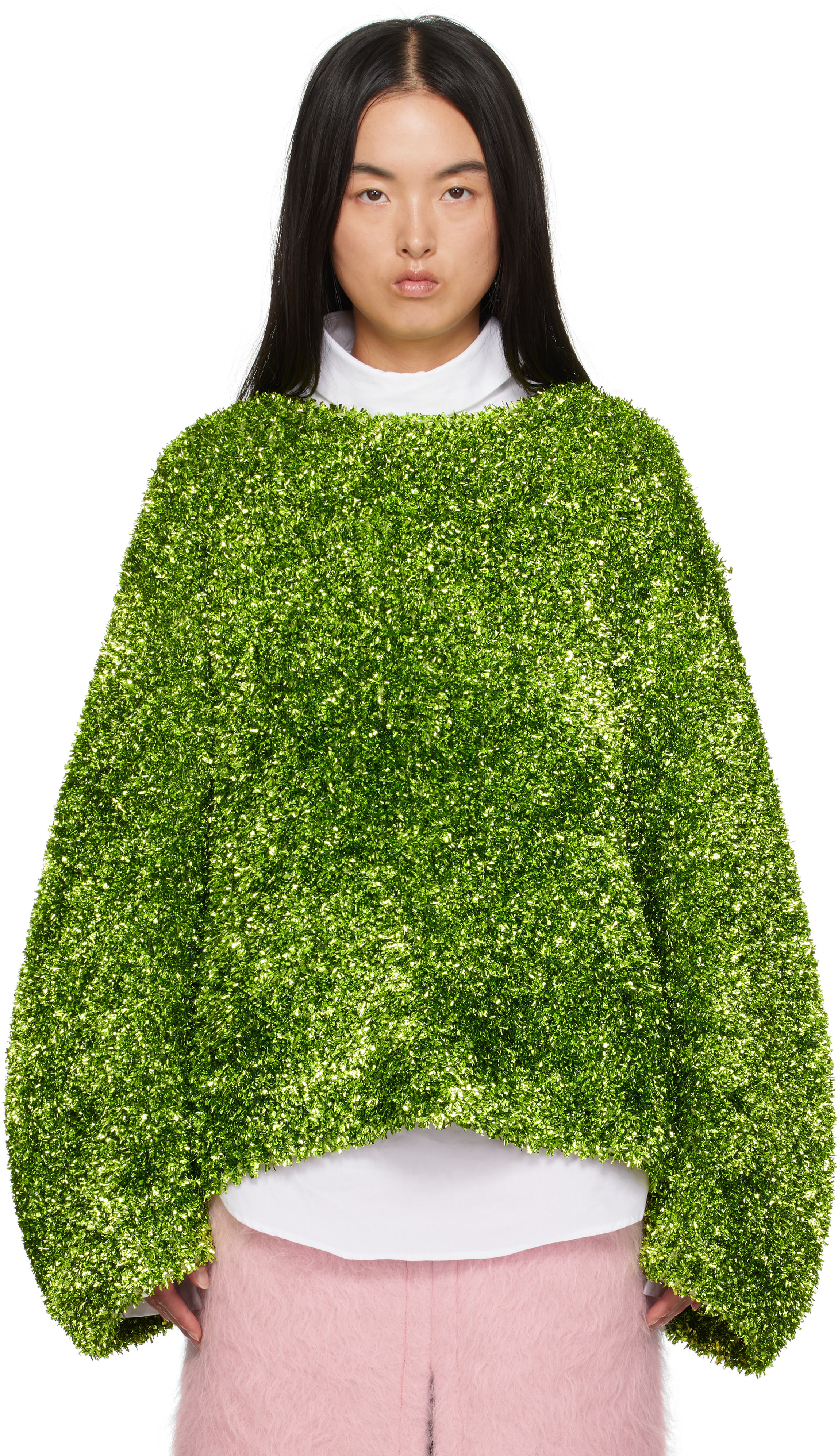 Shop Dries Van Noten Green Tinsel Sweater In 604 Green