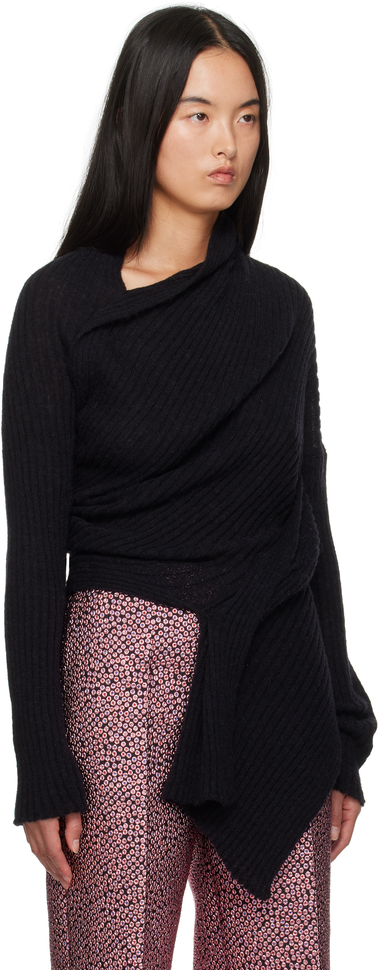 Shop Dries Van Noten Black Asymmetric Sweater In 900 Black
