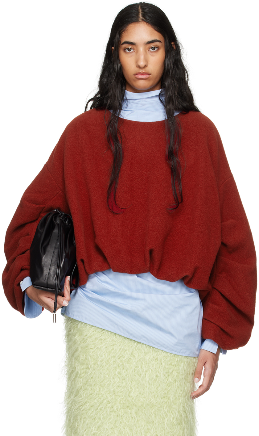 Shop Dries Van Noten Red Draped Sweater In 360 Brique