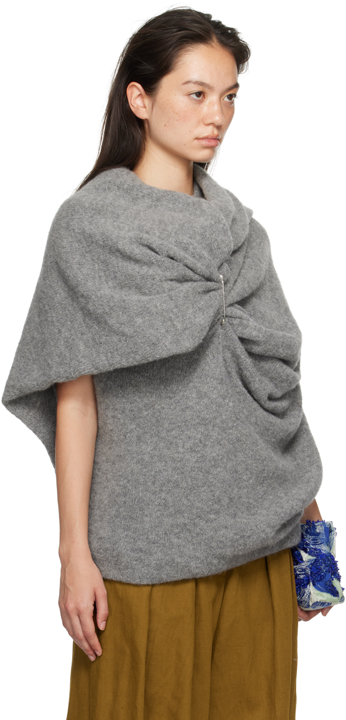 Dries Van Noten Gray Alpaca & Merino Wool Sweater In 804 Mid Grey