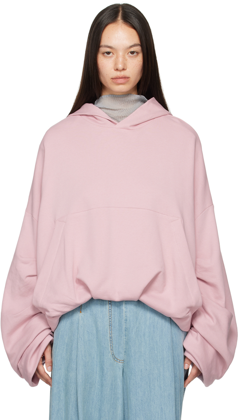 Dries Van Noten Oversized Draped Hooded Sweatshirt In 313 Lpink